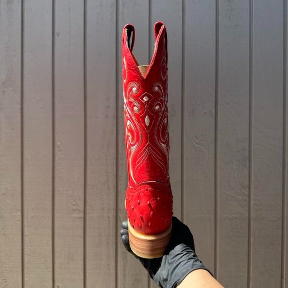 #21 Red Ostrich Finish Boot with white details - Picture 5 of 5